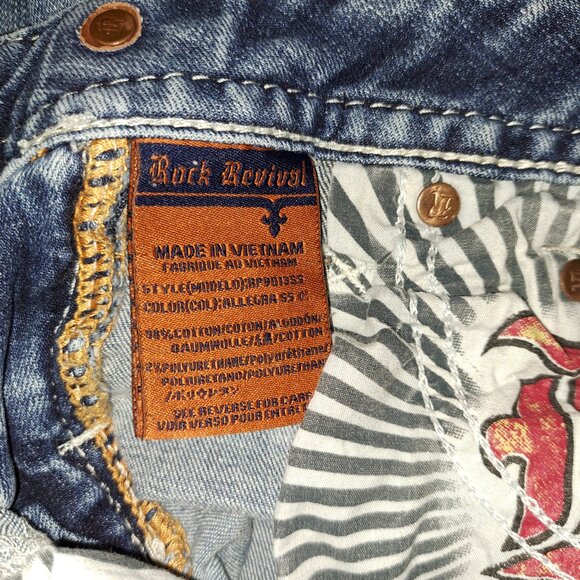 🪨 Rock Revival Allegra Skinny Jeans W/Leather Embroidered Flap Pockets size 25 - Picture 8 of 16